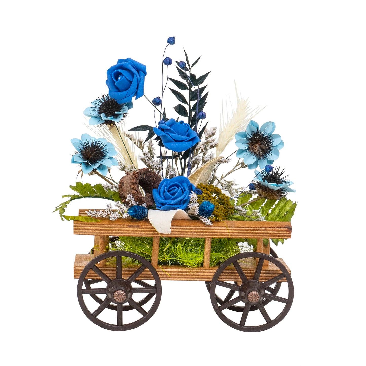 Aranjament caruta din lemn cu flori / EXT 10160