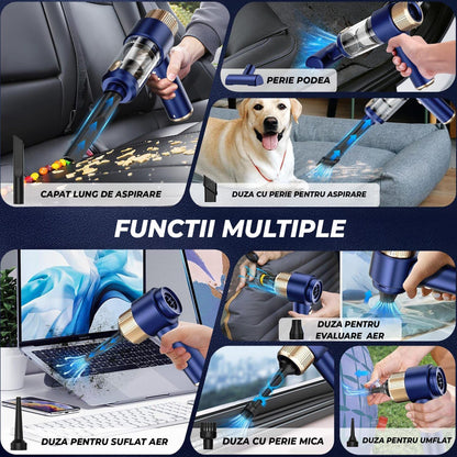 Aspirator Auto Portabil Timebox, 2 in 1, 16000PA, Fara Fir, Albastru