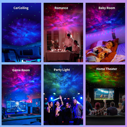 Lampa tip Proiector Model Astronaut Timebox 2 in 1 cu 8 Culori de Nebuloasa, 7 Culori de Luna, Cap Rotativ 360°, Telecomanda si Timer Auto-Off, Ideal pentru Dormitoare, Camere de Jocuri si Petreceri