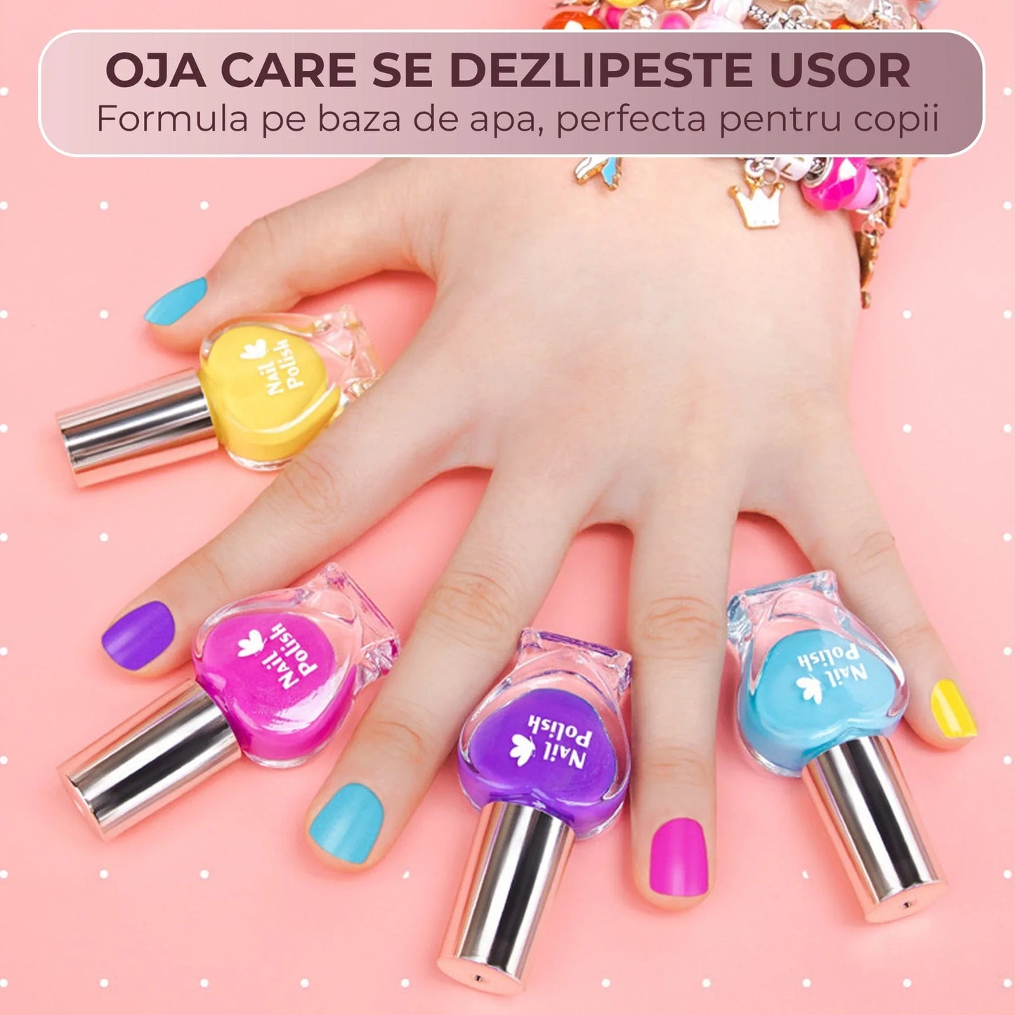 Set DIY bijuterii pentru fete 4, 6 ani, 520 de piese, Roz
