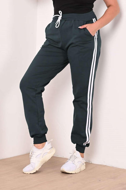 Pantalon dama marimi mari de trening 2 dungi 6008-22
