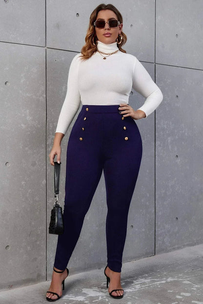 Pantaloni dama marimi mari cu nasturi 6246