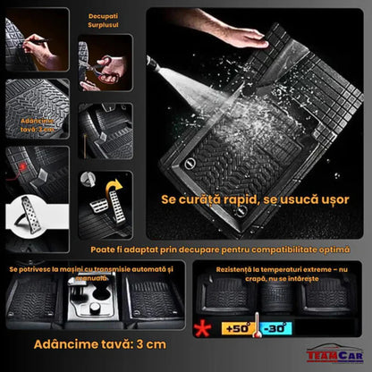 Covorașe Universale Tip Tăviță TEAMCAR® Audi A4 B6 Variant (2000–2004), Set 5 Bucăți, Negru