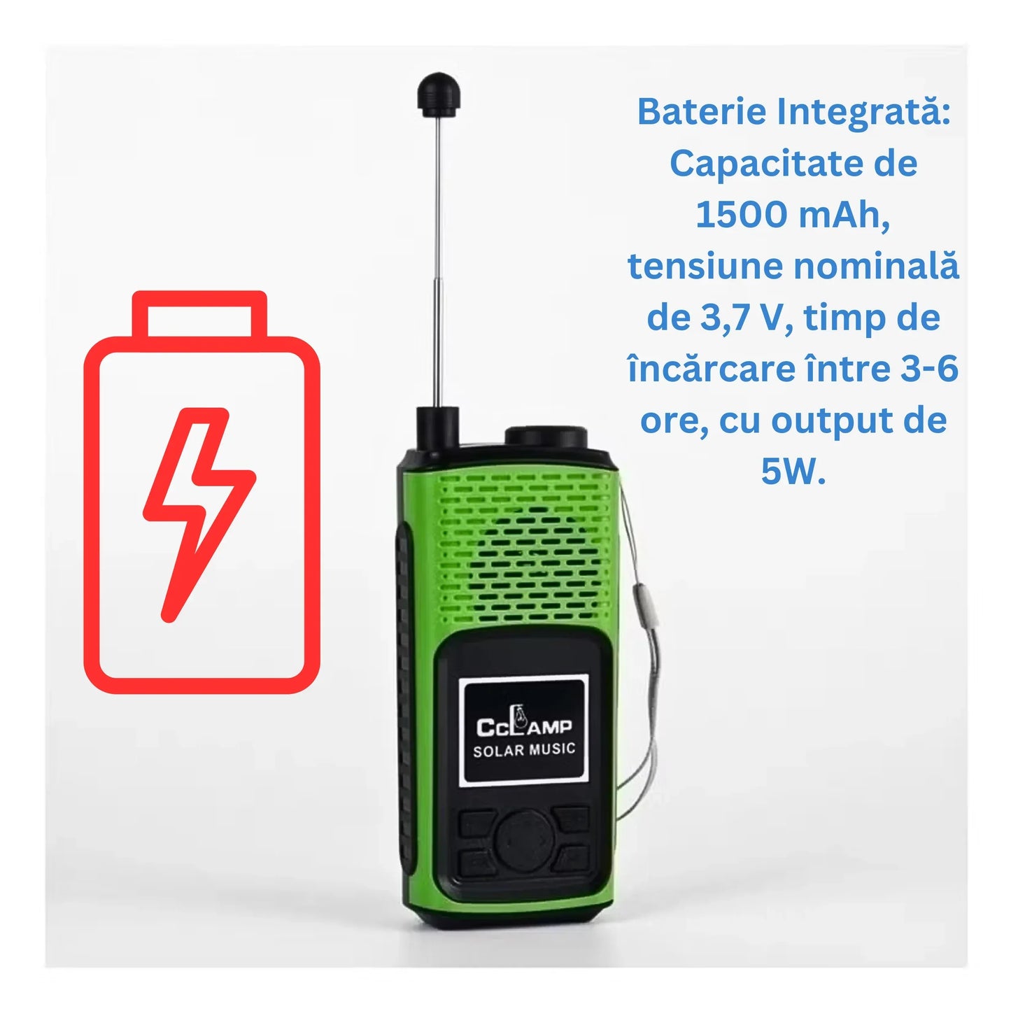 Difuzor Bluetooth Multifuncțional Solar cu Radio FM, Flashlight, USB & TF Card, Wireless - Yellow