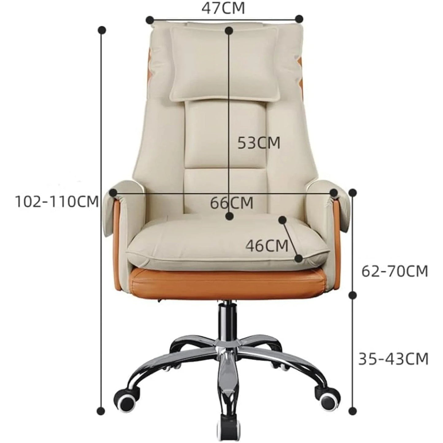 Scaun Birou Timebox cu Suport pentru Picioare – Spatar Inalt, Piele Ecologica, Reglaj Inclinare 90°–135°, Cotiere Captusite si Cadru Metalic Rezistent, Design Modern pentru Confort Executiv, Bej - 221.ro