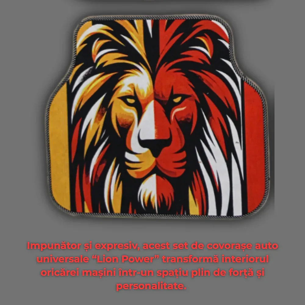 Covorase Auto Universale “Lion Power” – Design Tribal Rosu-Galben - 221.ro