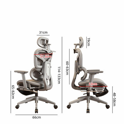 Scaun Ergonomic cu Suport Lombar – Spatar Reglabil si Reclinabil, Plasa Respirabila, Sezut Confortabil, Suport pentru Picioare, Rotativ 360°, Ideal pentru Birou, Gaming sau Studiu, Gri - 221.ro