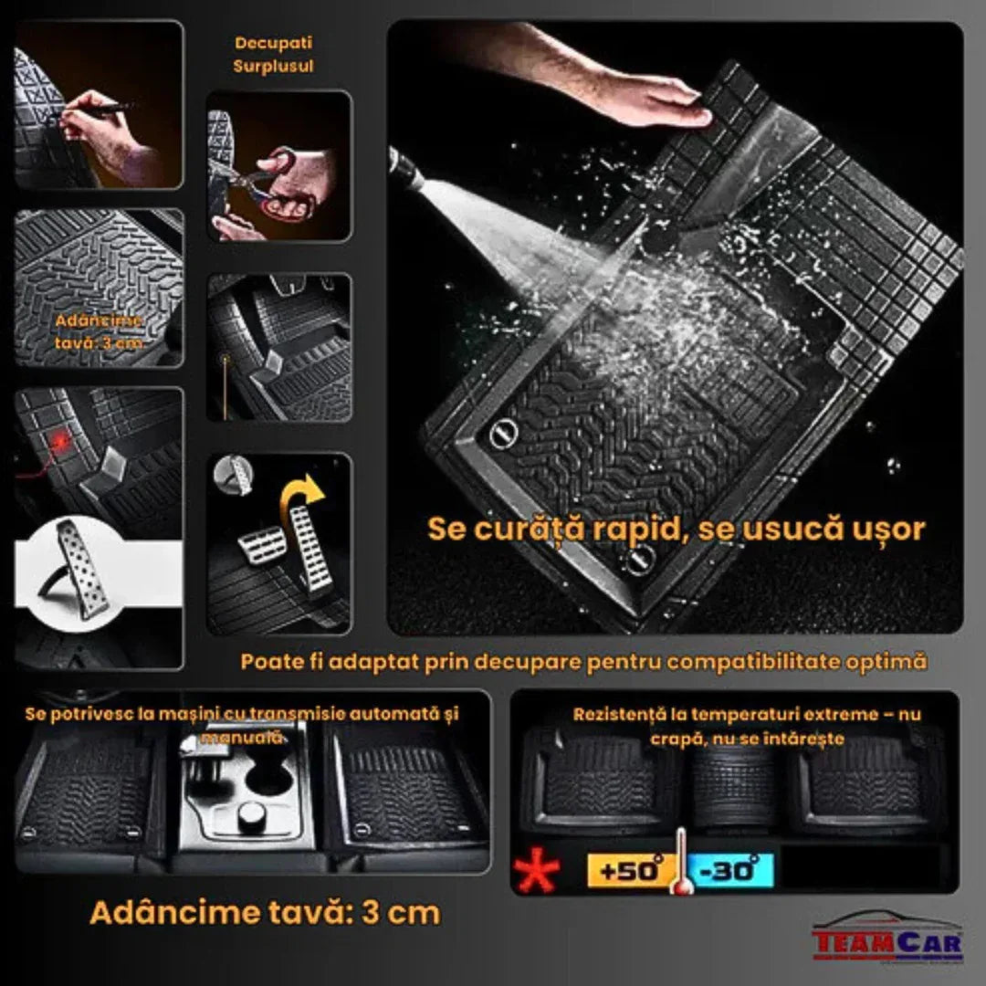 Covorașe Universale Tip Tăviță TEAMCAR® Audi A4 B6 Variant (2000–2004), Set 5 Bucăți, Silver - 221.ro