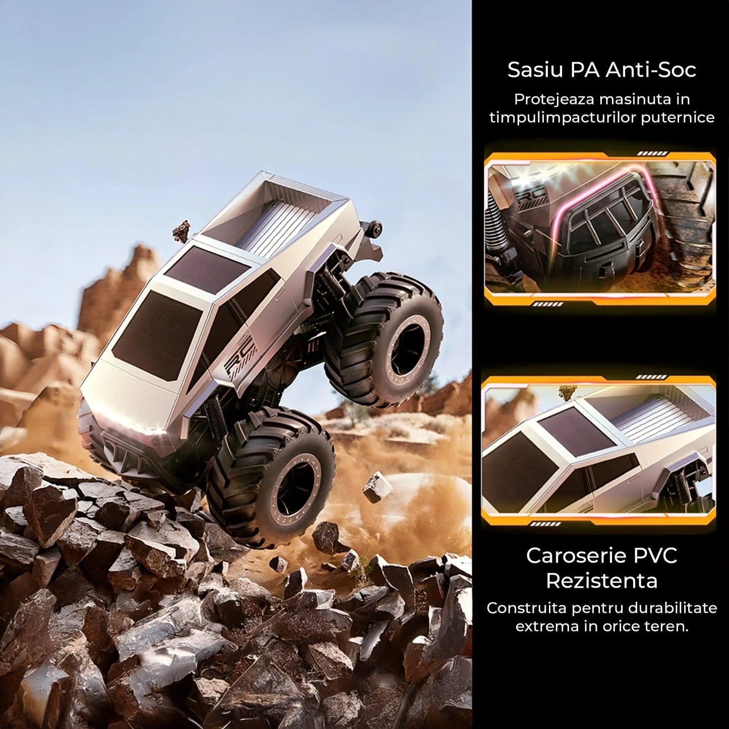 Cybertruck RC Car Timebox, 4WD Off-Road 1:16, Gri