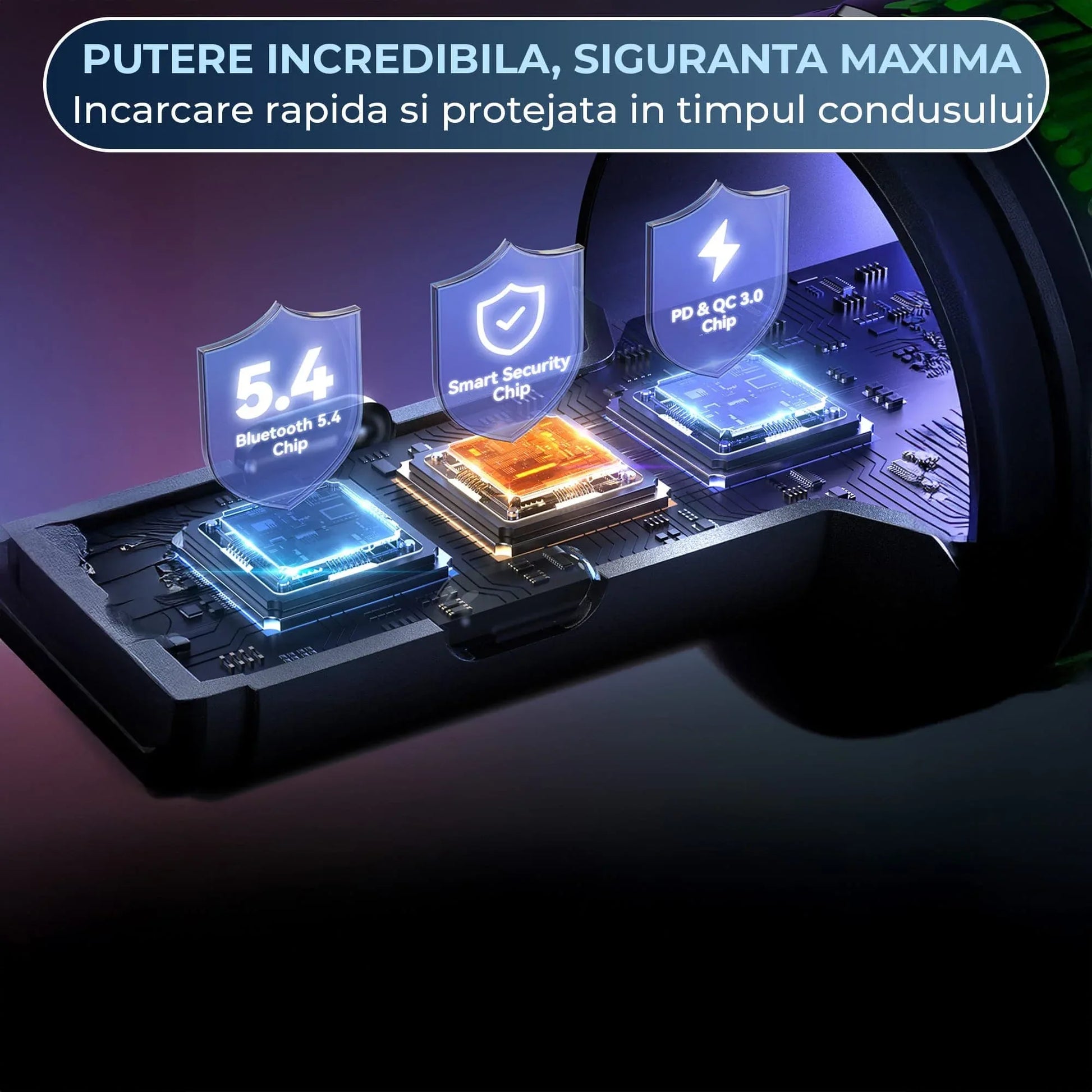 Incarcator auto Timebox, Super Fast-Charge 60W, 1 x USB QC 3,0, 1 x USB-C, 1 x Cablu Type-C, Afisaj Display, Compatibil iPhone 15, Samsung, Huawei, Negru - 221.ro