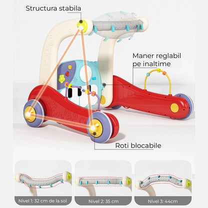 Salteluta centru multifunctional 4-in-1 pentru bebelusi 0, 3 ani, Pian