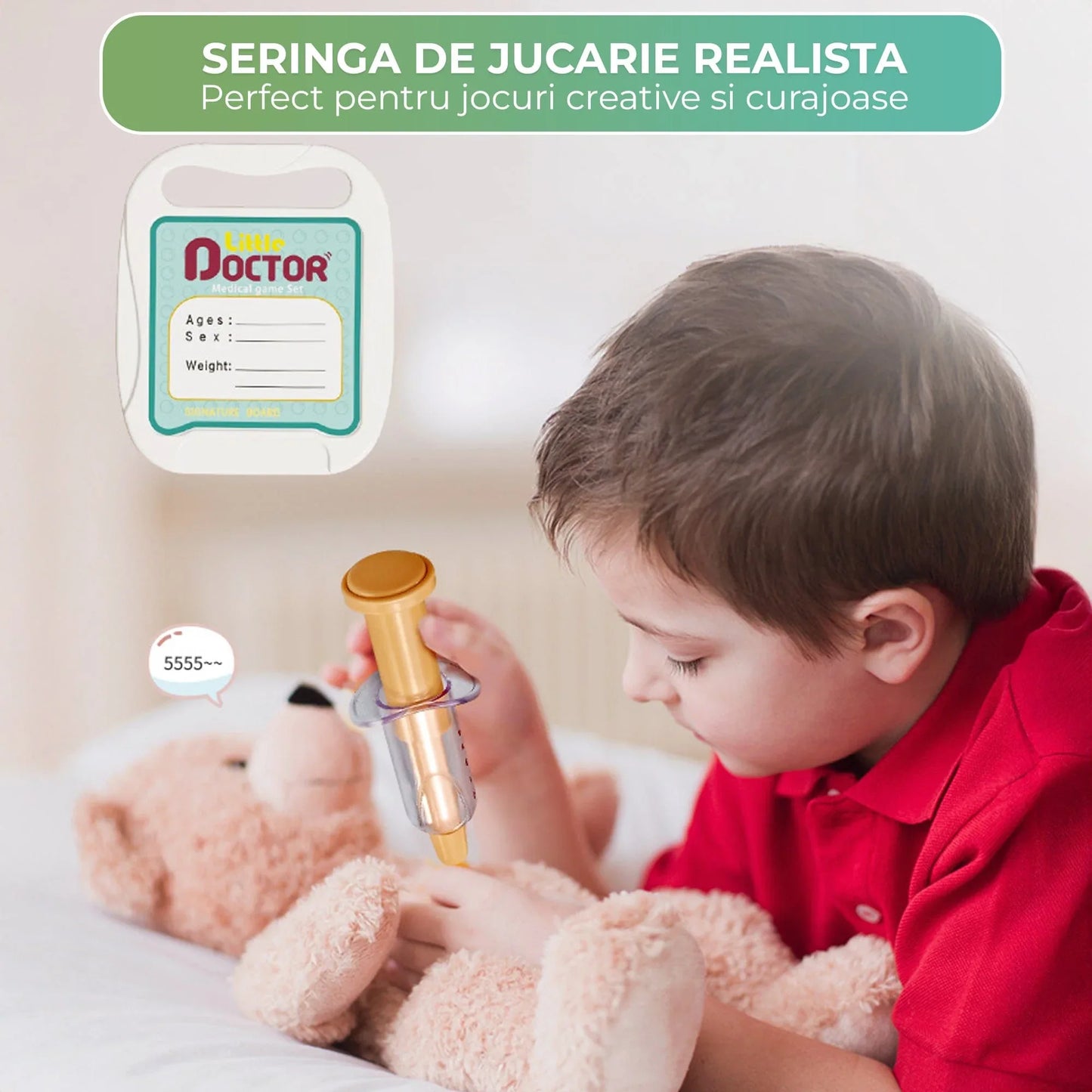 Set Doctor Copii 26 Piese cu Masa de Operatii, Lumini si Sunete