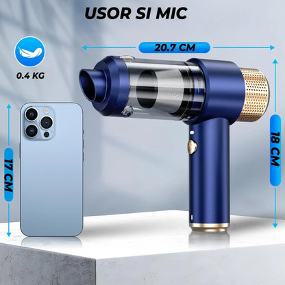 Aspirator Auto Portabil Timebox, 2 in 1, 16000PA, Fara Fir, Albastru