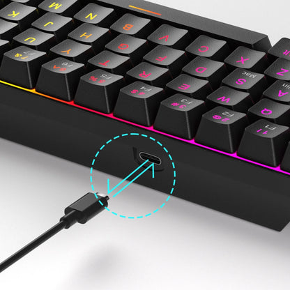 Tastatura Mecanica Gaming Timebox, Iluminare RGB Personalizata cu Switch-uri Rosii, Anti-Ghosting, Design Compact, Format 60% compact si Conectivitate USB-C, Negru - 221.ro