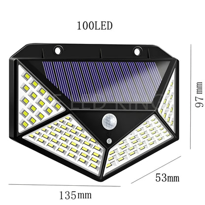Lampa Solară Smart de Perete cu 100 LED-uri: Iluminează-ți Spatiul Exterior cu Tehnologia Smart cu Senzor de Mișcare!