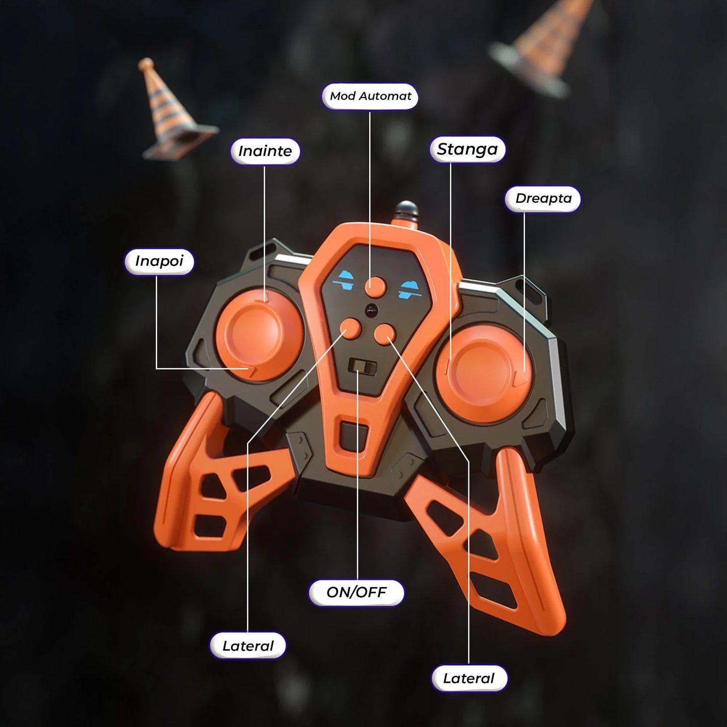 Masina cu telecomanda RC Timebox, 2,4G, 4x4 off-road, Gesturi + Telecomanda dubla, Drift lateral, Cascadorii, Sasiu aliaj rezistent, Lumini LED, Incarcare USB, 7-14 ani, Albastru - 221.ro