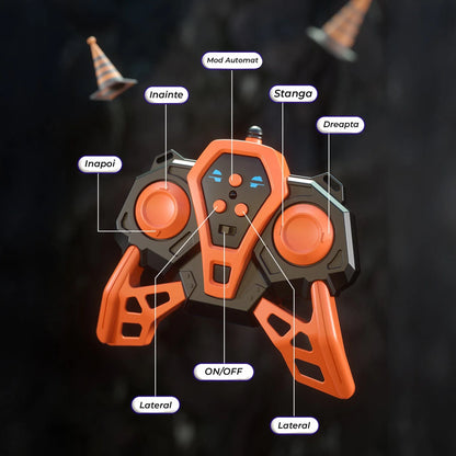 Masina cu telecomanda RC Timebox, 2,4G, 4x4 off-road, Gesturi + Telecomanda dubla, Drift lateral, Cascadorii, Sasiu aliaj rezistent, Lumini LED, Incarcare USB, 7-14 ani, Albastru - 221.ro