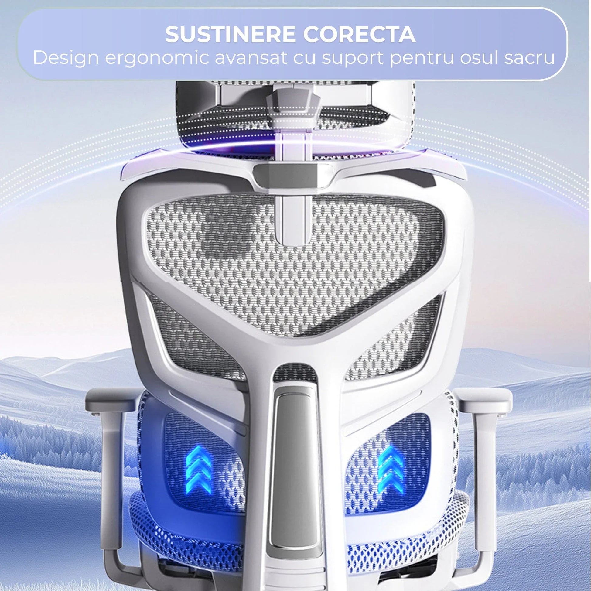 Scaun birou ergonomic Timebox, Plasa mesh respirabil, Tetiera, 4D armrest, Reglaj inaltime si adancime sezut, Suport picioare rabatabil, Spatar cu suport lombar ajustabil, Rotativ cu roti, Gri - 221.ro