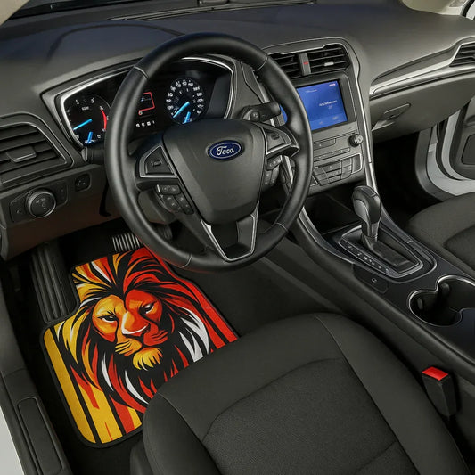 Covorase Auto Universale “Lion Power” – Design Tribal Rosu-Galben - 221.ro