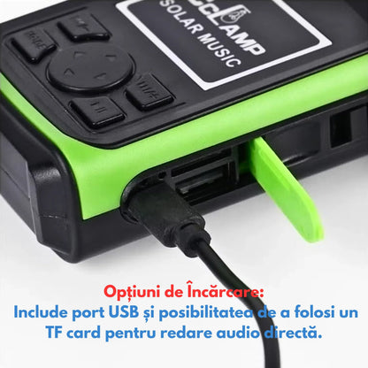 Difuzor Bluetooth Multifuncțional Solar cu Radio FM, Flashlight, USB & TF Card, Wireless - Bleu