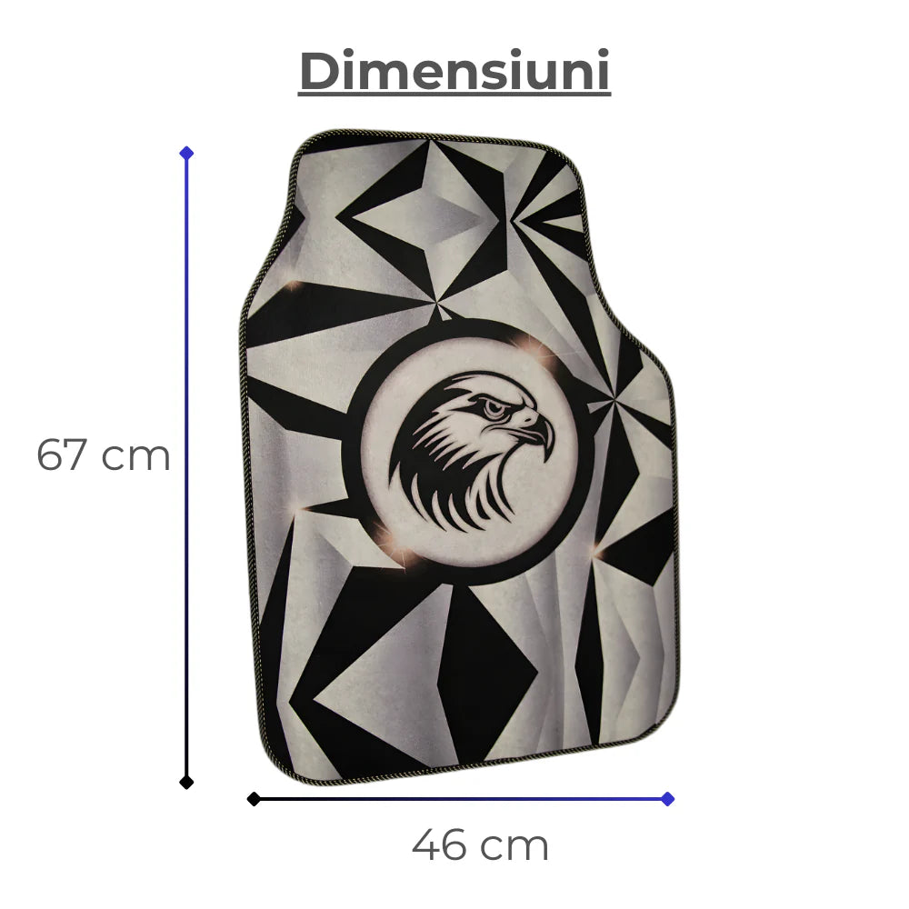 Covorașe auto universale DECOMAT 3D – set 4 bucăți cu design vultur, lavabile, antiderapante
