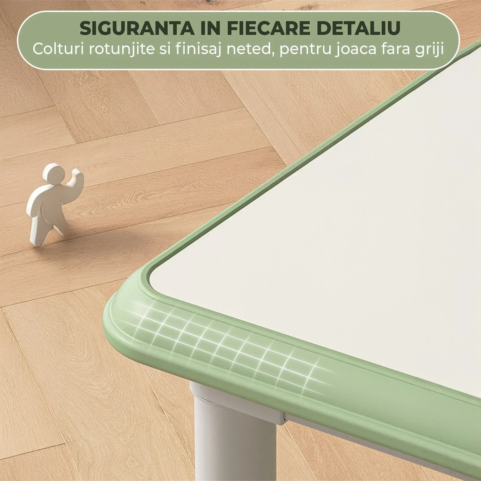 Set Masa si 2 Scaune Reglabile pentru Copii – Masa Multifunctionala 80x60cm cu Colturi Rotunjite, Ideala pentru Joaca, Desen si Invatare, Structura Solida si Inaltime Ajustabila, Potrivita pentru Gradinite si Acasa, Verde - 221.ro