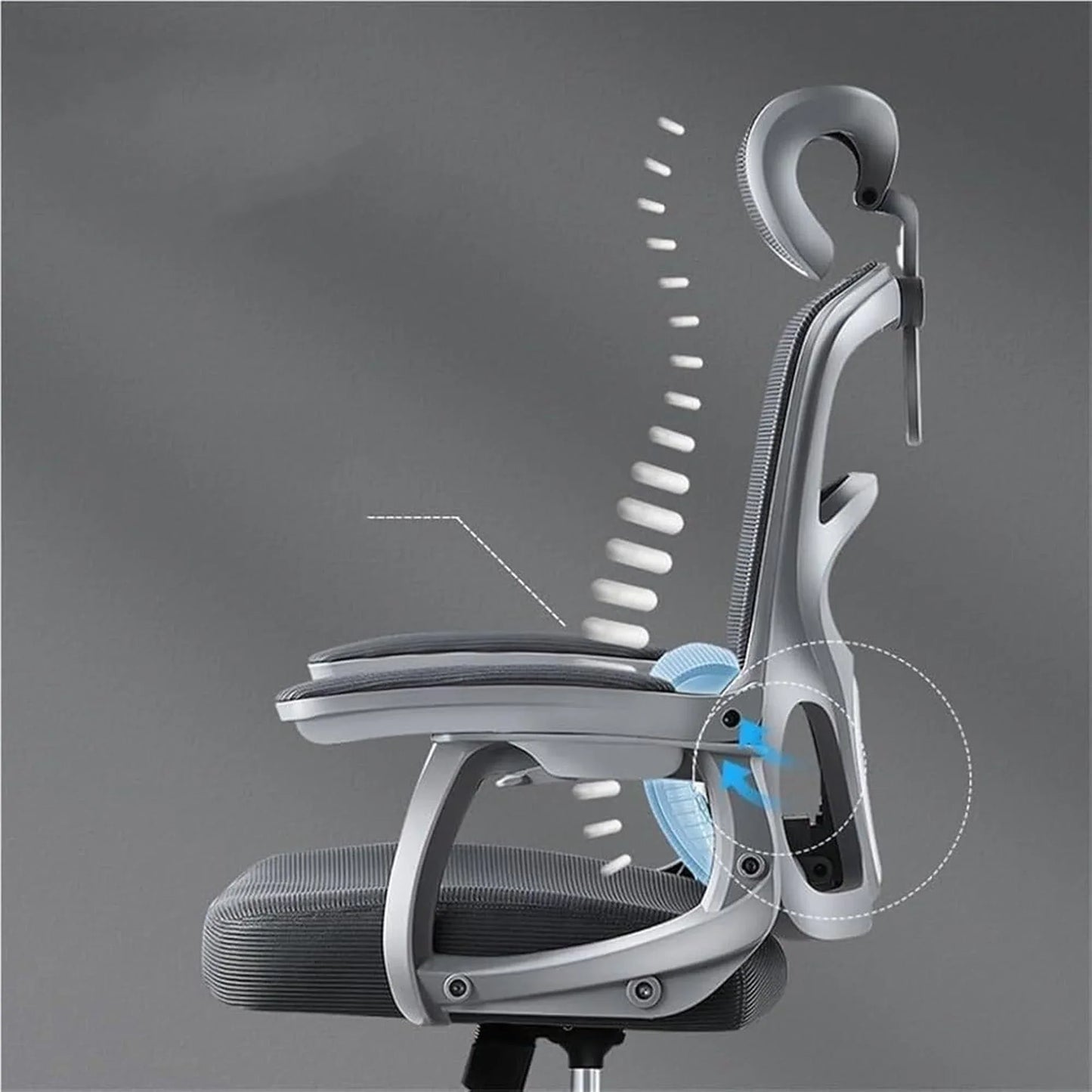 Scaun Ergonomic cu Suport Lombar – Spatar Reglabil si Reclinabil, Plasa Respirabila, Sezut Confortabil, Suport pentru Picioare, Rotativ 360°, Ideal pentru Birou, Gaming sau Studiu, Gri - 221.ro