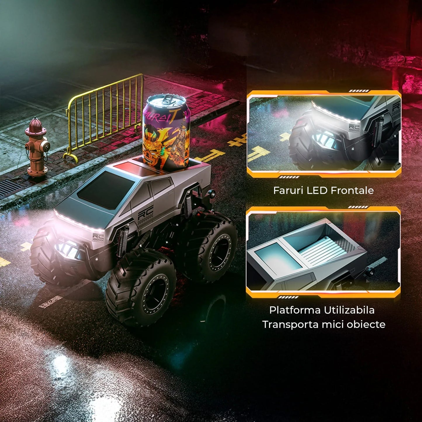 Cybertruck RC Car Timebox, 4WD Off-Road 1:16, Gri