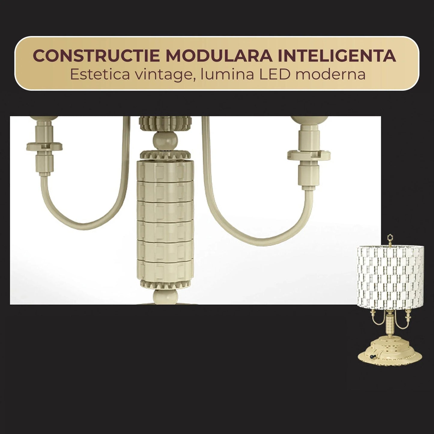Set De Constructie Lampa Retro Cilindrica DIY Timebox, 1433 Piese ABS