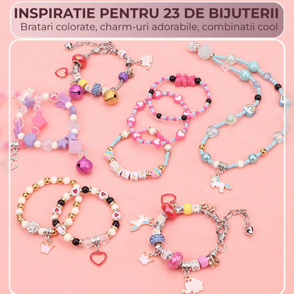 Set DIY bijuterii pentru fete 4, 6 ani, 520 de piese, Roz
