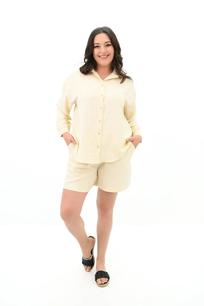 Set dama marimi mari  pantaloni scurti cu camasa 8121 -24