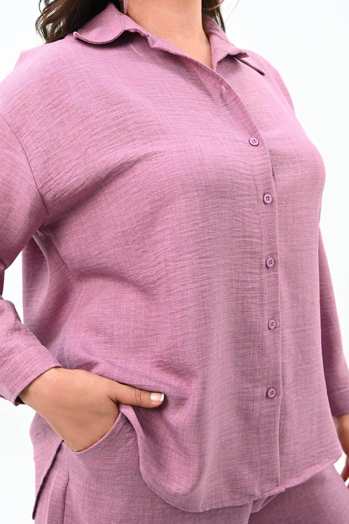 Set dama marimi mari  pantaloni scurti cu camasa 8121 -24