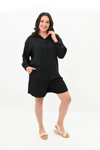 Set dama marimi mari  pantaloni scurti cu camasa 8121 -24