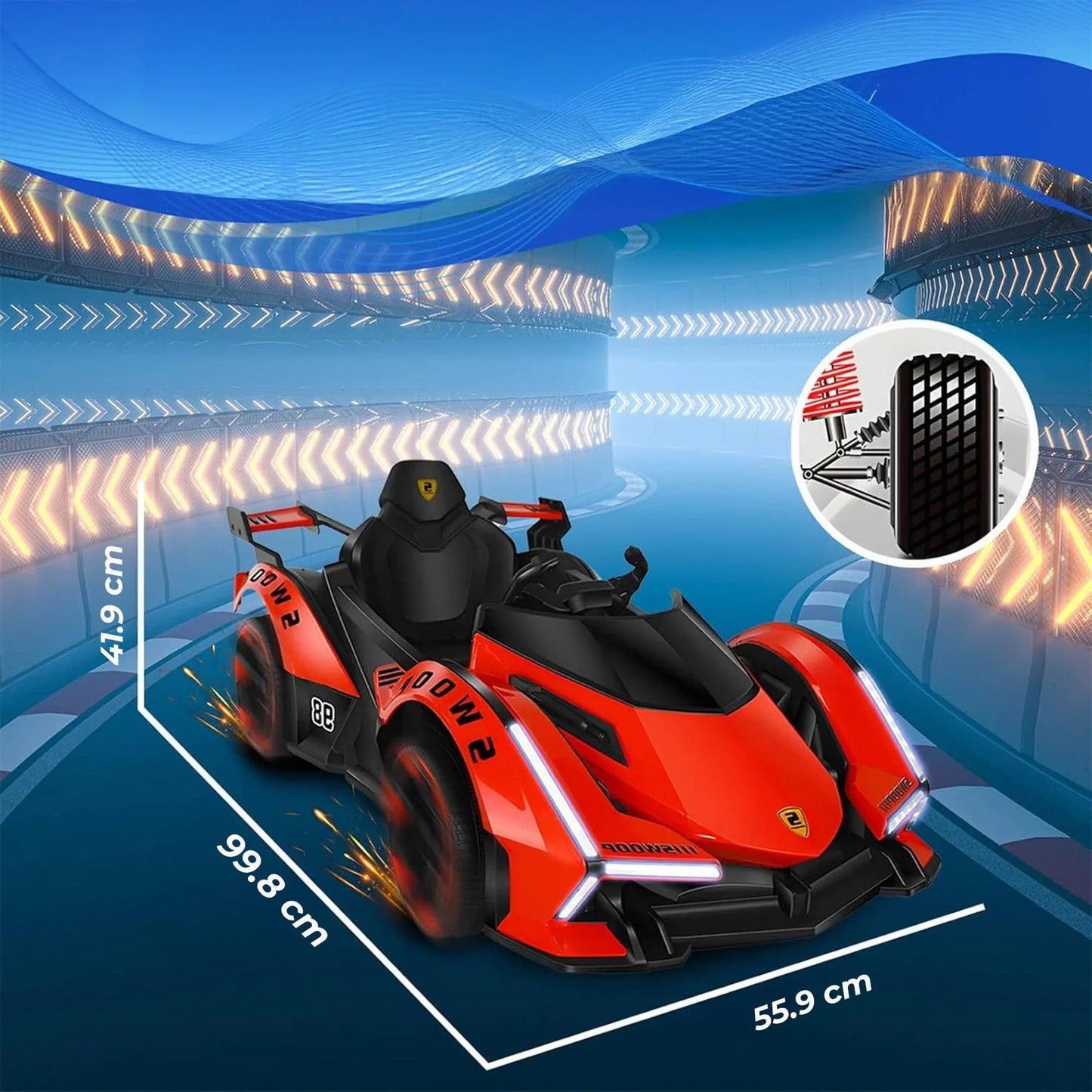 Kart Electric 12V7AH pentru Copii, Masinuta de Curse cu Drift, Rosu