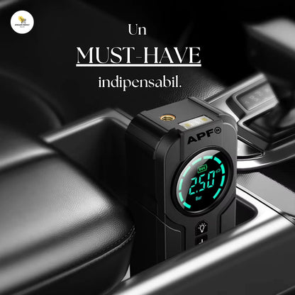 Starter/Compresor Auto Portabil APF® 150PSI, Baterie 6000mAh, Afișaj Digital LED, Lumini SOS, Fără Fir, USB-C