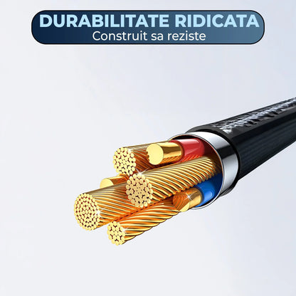 Cablu de Incarcare si Transfer de Date, Timebox, Fast Charge 100W, LED, USB-C la USB-C USB, Compatibil Macbook, iPhone, Samsung, Huawei, Xiaomi, Bej - 221.ro