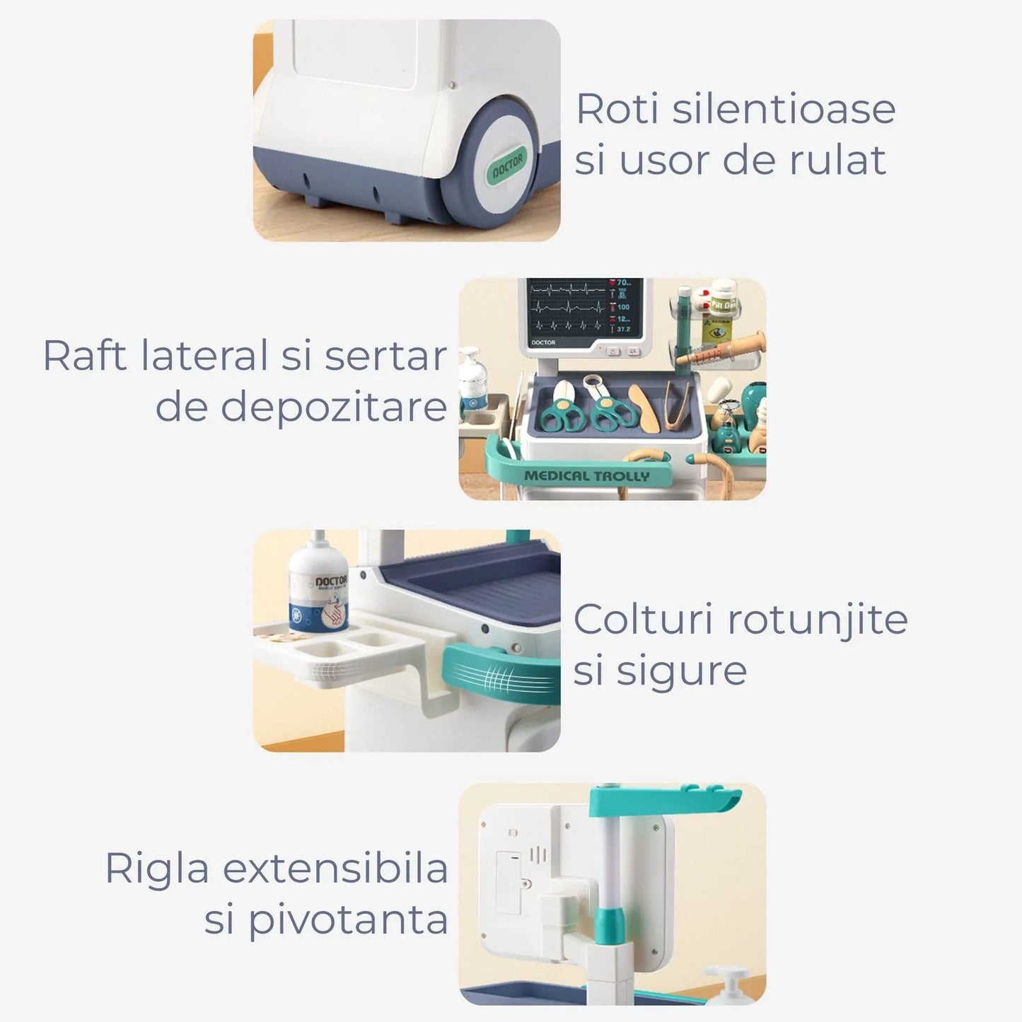 Set Doctor Copii 26 Piese cu Masa de Operatii, Lumini si Sunete