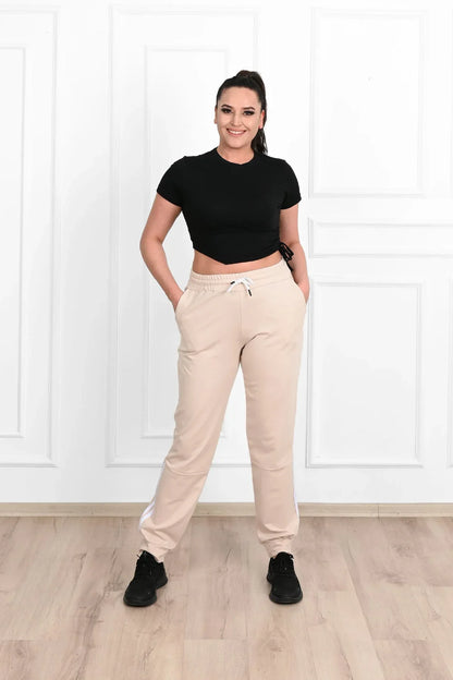 Pantalon dama marimi mari de trening cu dungi 9046