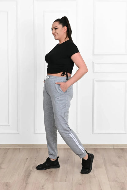 Pantalon dama marimi mari de trening cu dungi 9046
