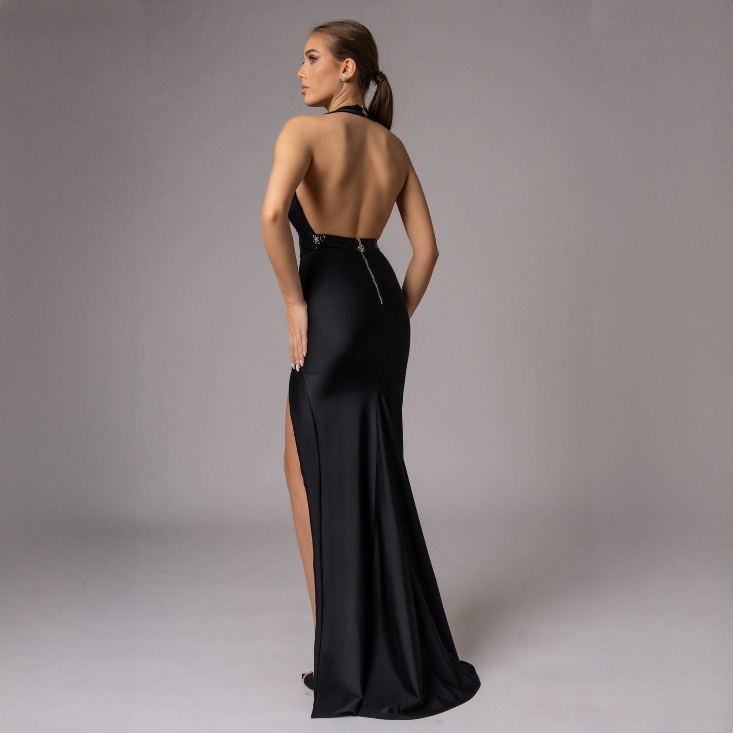 Rochie neagra lunga cu spate gol Paris