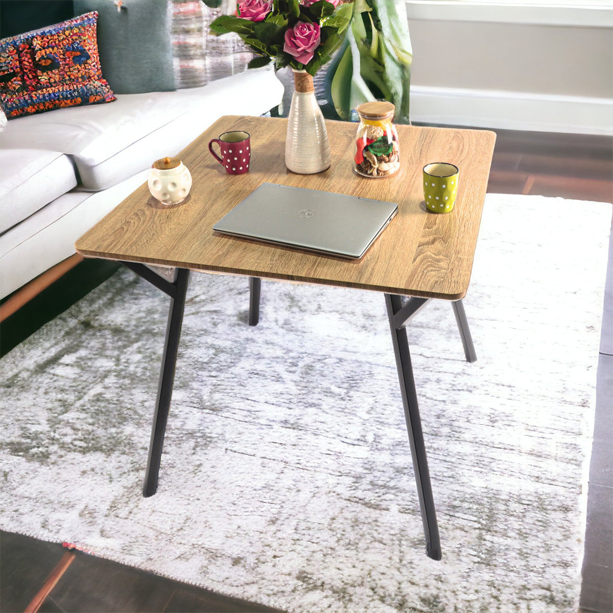 Masa bucatarie, living, blat MDF, Naimeed 9610, Salcam Deschis, 80x80x75cm