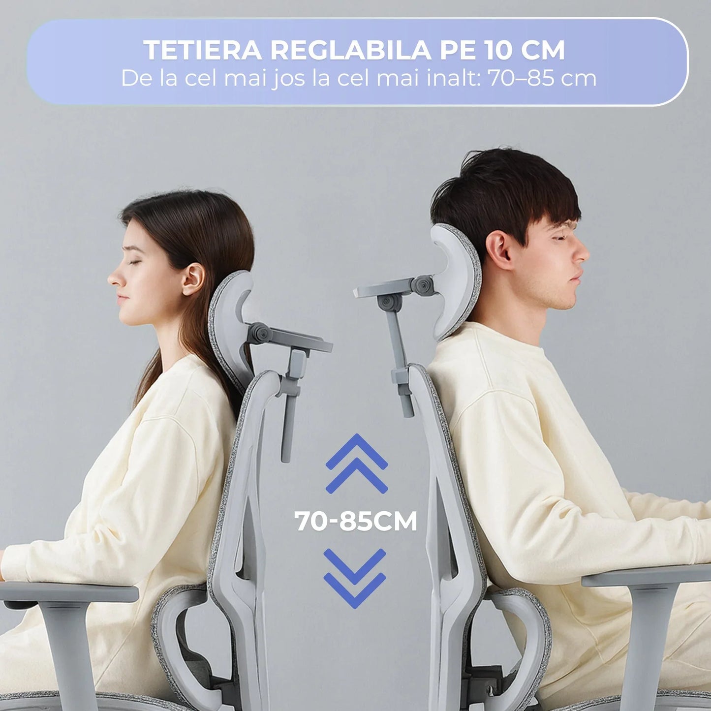 Scaun birou ergonomic Timebox, Plasa mesh respirabil, Tetiera, 4D armrest, Reglaj inaltime si adancime sezut, Suport picioare rabatabil, Spatar cu suport lombar ajustabil, Rotativ cu roti, Gri - 221.ro