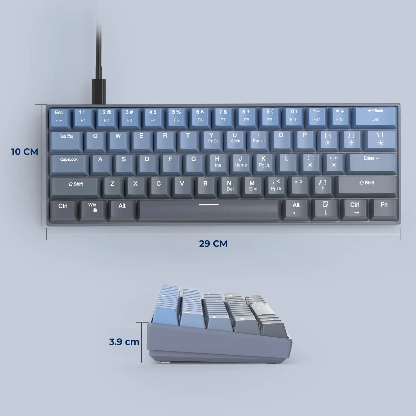 Tastatura Mecanica Timebox, 61 Taste, Keycaps PBT, Switch-uri Precise, Albastru