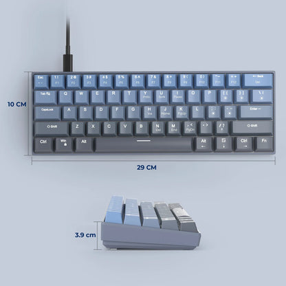 Tastatura Mecanica Timebox, 61 Taste, Keycaps PBT, Switch-uri Precise, Albastru