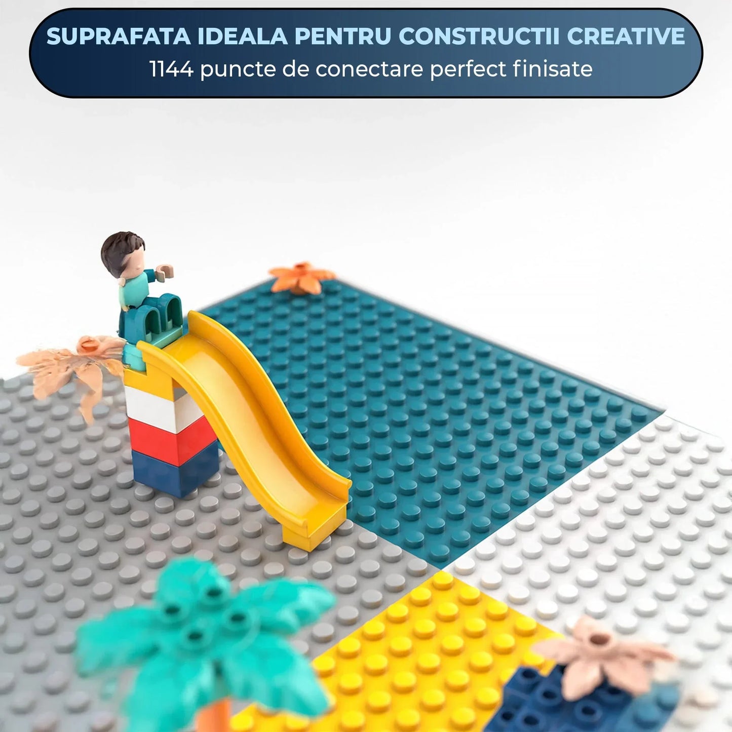 Masa Multifunctionala cu Piese Compatibile Lego Duplo – Set 61x41cm cu 276 Piese, 1 Scaun, Masa de Joaca si Invatare pentru Copii, Ideal pentru Constructii DIY, Interior sau Gradinite - 221.ro