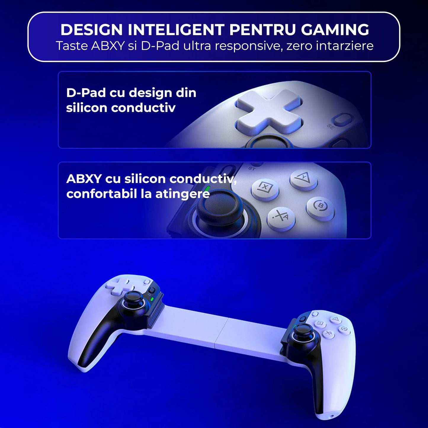 Controller Gaming Wireless Timebox, Hall Joystick, Bluetooth, Alb