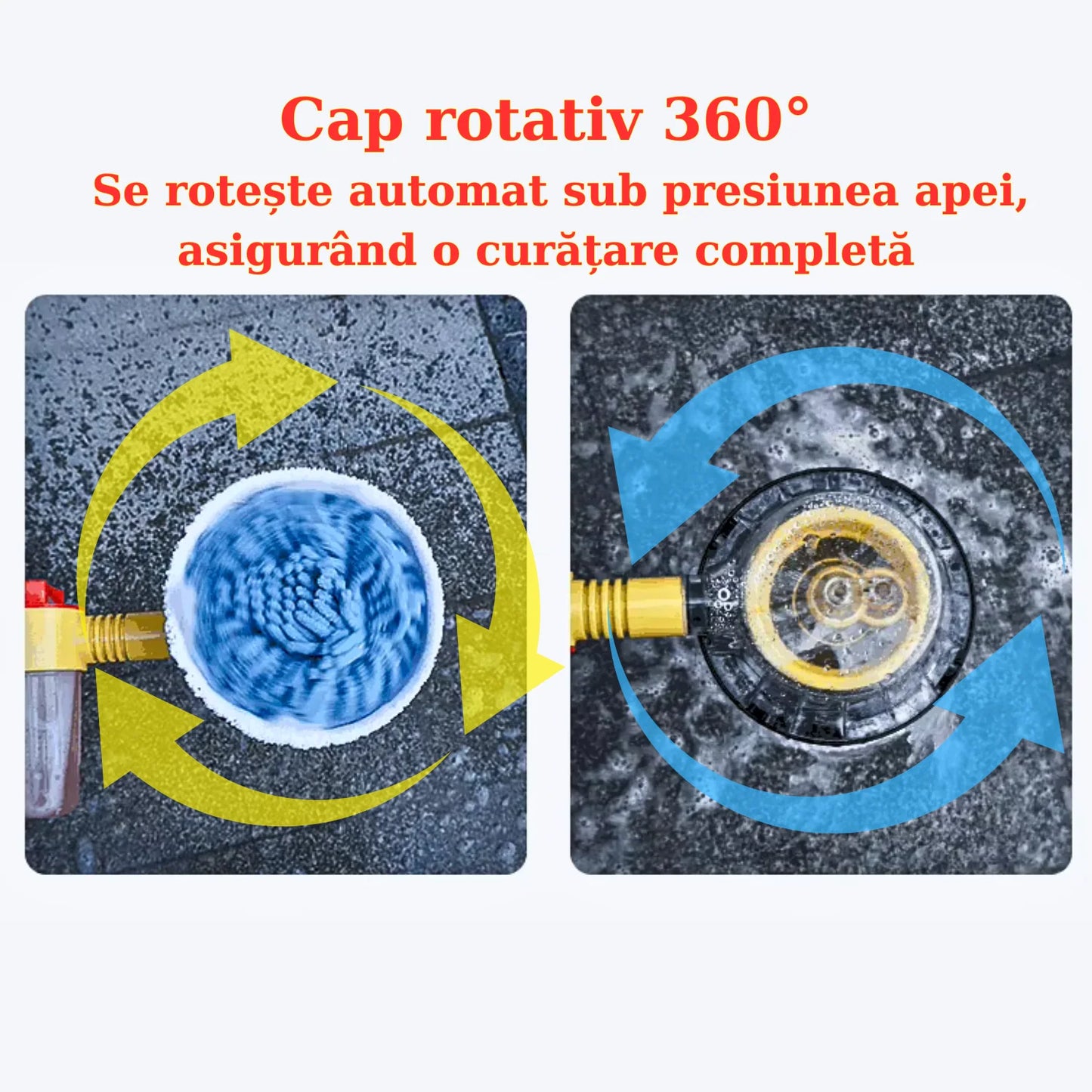 Perie Rotativă pentru Spălare Auto APF® – Spumare Automată, Mâner Lung 100cm, Curățare 360°, Presiune Ridicată