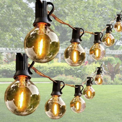 Ghirlandă Luminoasă LED Impermeabilă, Interconectabilă, 5 m, 10 Becuri Glob, Alb Cald, Exterior/Interior