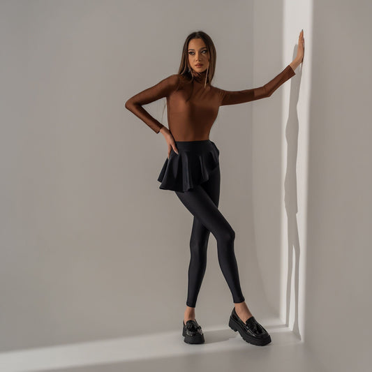 Pantaloni din lycra cu volan in talie Be Delicious