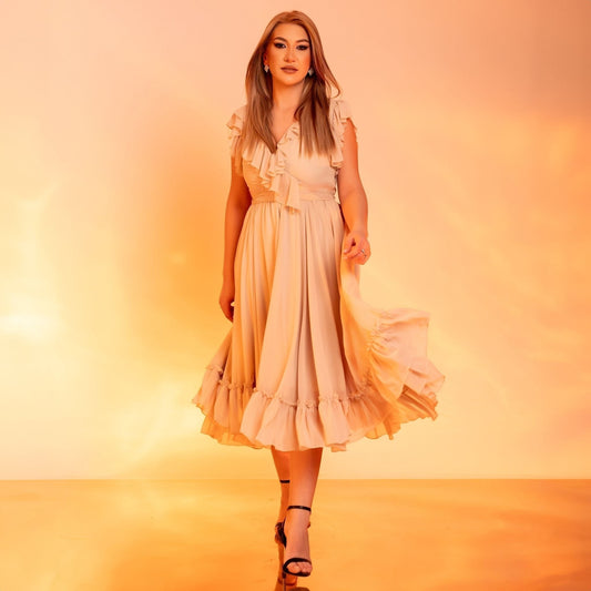 Rochie crem din voal Aria